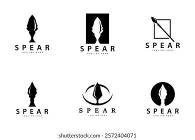 Spear Logo Old Vintage Rustic Simple Design Business Brand Spear Arrow Collection Bundle Set 