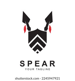 vector de logotipo de lanza con plantilla de lema