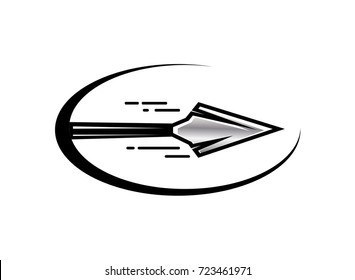 spear with motion lines illustration, icon design, isolated on white background. 