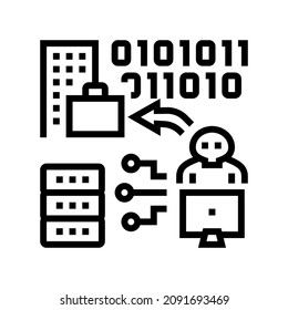 vector de icono de línea de ataques de phishing de lanza. signo de ataques de phishing de lanzas. símbolo de contorno aislado ilustración negra