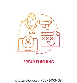 Spear phishing red gradient concept icon. Target cyber attack. Aiming victim. Social engineering abstract idea thin line illustration. Isolated outline drawing. Myriad Pro-Bold font used