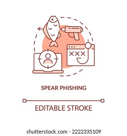 Spear phishing terracotta concept icon. Target cyber attack. Social engineering abstract idea thin line illustration. Isolated outline drawing. Editable stroke. Arial, Myriad Pro-Bold fonts used