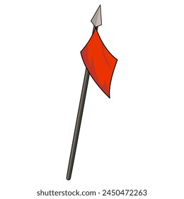 Lanza con una cinta roja y un fondo blanco. Ilustración vectorial