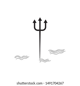 spear, sea symbol, trident, black vector, eps