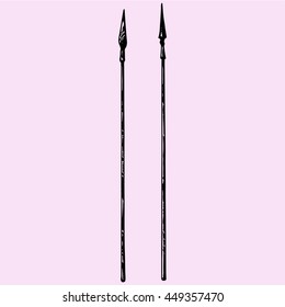 spear set doodle style sketch illustration hand drawn vector