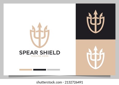 spear shield elegant logo design