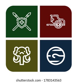 ajuste de iconos simples de lanza. Contiene iconos como Spear, Chariot, Mammoth, Neptune, que se pueden usar para web, móvil y logotipo