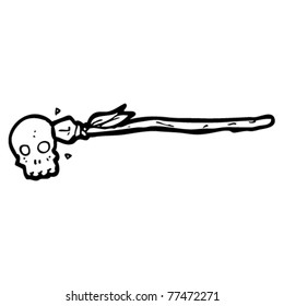 spear with skull cartoon