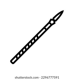 vector de icono de línea militar con arma de lanzamiento. signo militar de arma de lanza. símbolo de contorno aislado ilustración negra