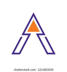 spear/arrow initial letter a logo design with line art style