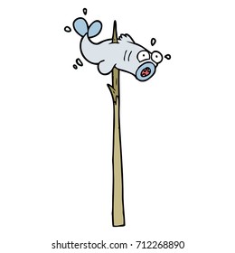 speared fish cartoon