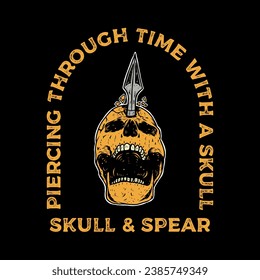 speared skull. Vintage style. Vector art.