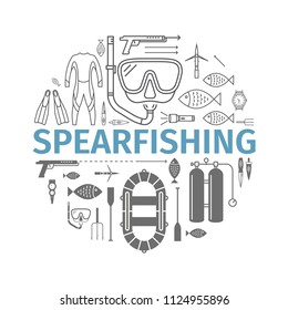 Spearfishing banner. Vector illustration.