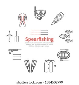 Spearfishing banner. Vector signs for web graphics.