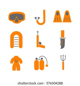 spearfishing isolated on white background. Fishing vector. flat style illustration.