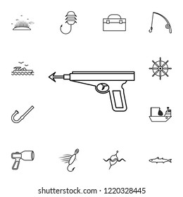 Speargun icon. Detailed set of diving, fishing and hunting icons. Premium quality graphic design icon. One of the collection icons for websites, web design, mobile app on white background