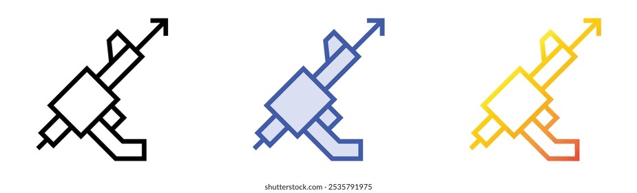 speargun icon. Linear, Blue Fill and Gradient Style Design Isolated On White Background