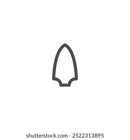 Spearhead icon, gray peak with smooth corners, line, ancient spearhead.