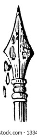 Spearhead Imbued have Weapons spotted with blood are said to be imbued, vintage line drawing or engraving illustration.