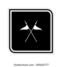 Spears with flags  - black vector icon