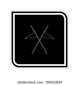 Spears with flags  - black vector icon