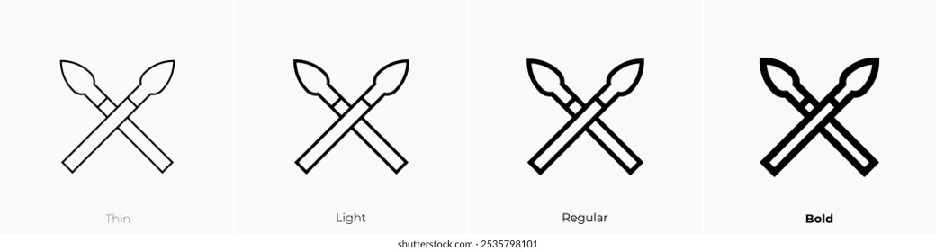 spears icon. Thin, Light Regular And Bold style design isolated on white background