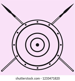 spears and shield vector silhouette isolated