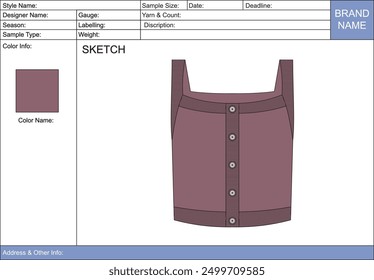 spec sheet design with flat sketch details illustration 