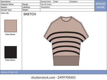 spec sheet design with flat sketch details illustration 