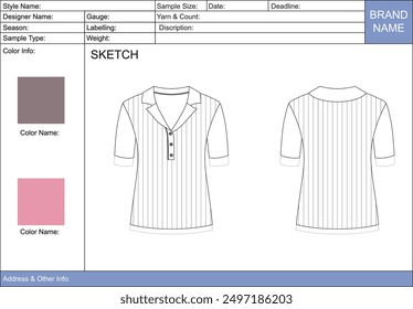 Spec sheet illustration for fashion design