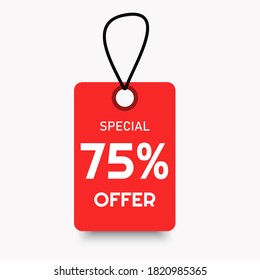 Specail 75% offer red label design template, for business, store and shop, finance banner.