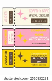 special 30% discount. three coupon design options