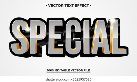 Efecto especial de estilo de texto editable 3d Efecto de texto elegante color plateado y dorado adecuado para las necesidades de venta de promoción