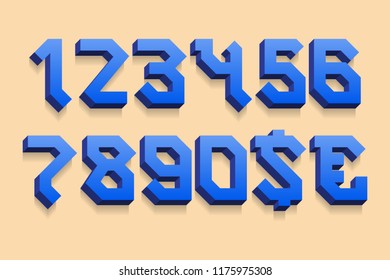 Special 3d numbers with currency signs of dollar and euro.