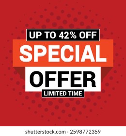 Special 42% offer vector icon design template Limited time special offer banner for marketing promotion
