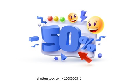 Special 50 off sale banner, promotion flyer, marketing label. Vector illustration