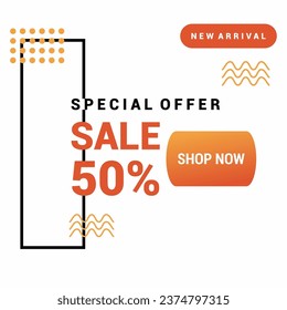 special 50% promo template vector design for social media in a modern simple style