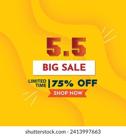 Special 5.5 Shopping day yellow Background, Special offer, discount online sale banner, 5.5 sale banner with Blue BG, Red Number, Special offer Flash Sale