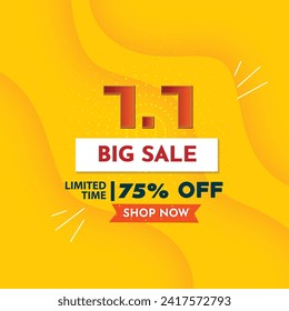 Special 7.7 Shopping day yellow Background, Special offer, discount online sale banner, 7.7 sale banner with Blue BG, Red Number, Special offer Flash Sale