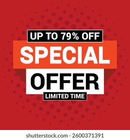 Special 79% offer vector icon design template Limited time special offer banner for marketing promotion