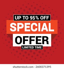 Special 95% offer vector icon design template Limited time special offer banner for marketing promotion