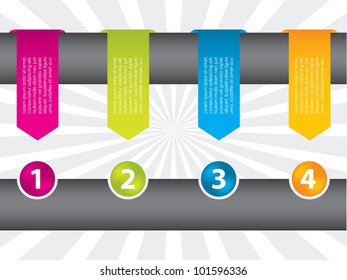 special arrow labels with icons numbered from one to four