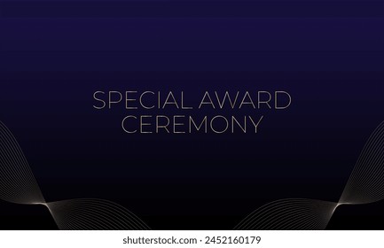 Special award ceremony background. Elegant premium lines. Dark, luxury vector illustration with text.