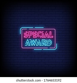 Special Award Neon Signs Style Text vector