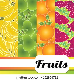special background with strawberry, mango, pear and bananas