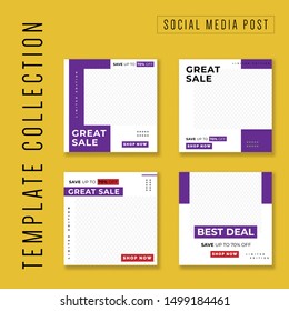 special banner product promo, design social media post purple colorful  for more product and services, square design template vector
