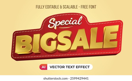 Special big sale 3D editable gold text effect with shiny metallic style