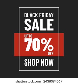 Special Black Friday 70% off Colored store tag. Concept:  discounts, advertising campaign, advertising marketing sales, discount red tag, banner unique offer. Poster. Vector illustration.