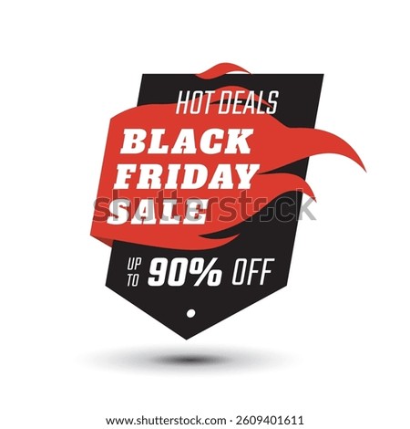 Special Black Friday 90% off Colored store tag. Concept:  discounts, advertising campaign, advertising marketing sales, discount red tag, banner unique offer. Poster. Vector illustration.