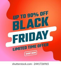 Special Black Friday, Colored Big Sale tag. Up to 90%. Price list for discounts, advertising campaign, advertising marketing sales, red tag, unique offer. Design material. Vector illustration.